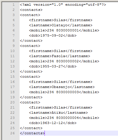 xml format